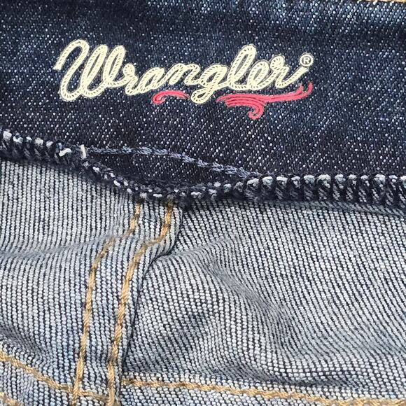 Wrangler Denim Blue Jeans Straight Leg Elastic Waist M Tall - Picture 3 of 7